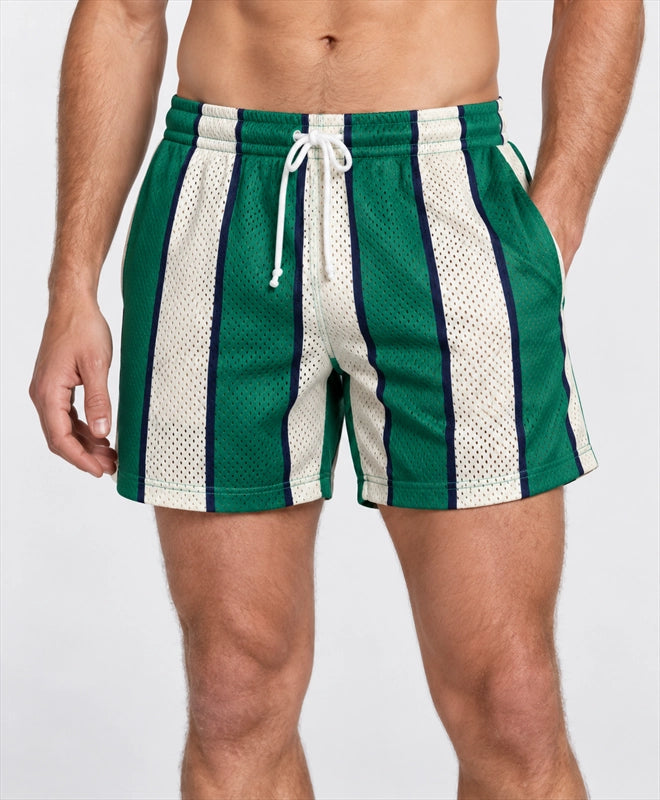 YELSOO men's Emerald Regatta Mesh Shorts — front close-up
