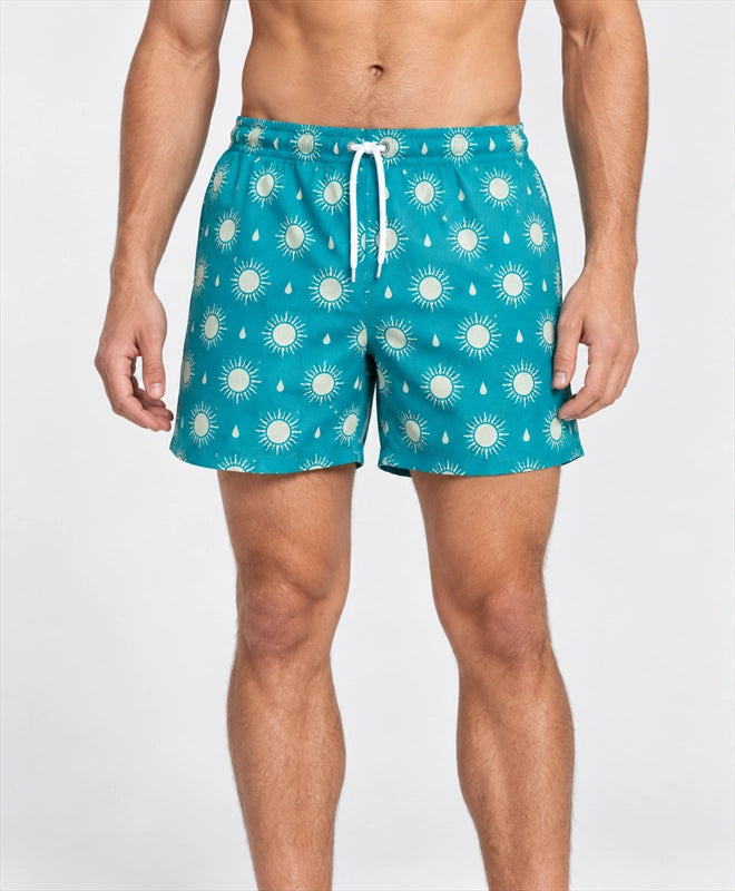 YELSOO men's Lagoon Sunburst Mesh Shorts — front close-up