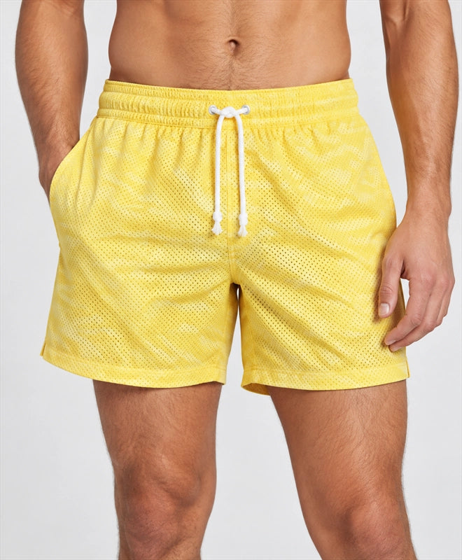 YELSOO men's Lemon Dunes Mesh Shorts — front close-up