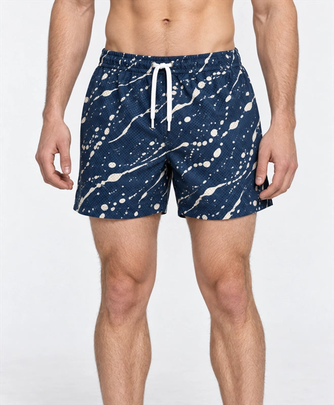 YELSOO men's Midnight Seafoam Mesh Shorts — front close-up