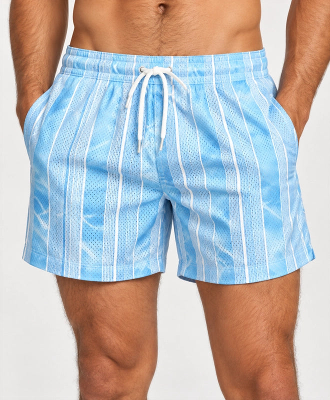 YELSOO men's Riviera Ripples Mesh Shorts — front close-up