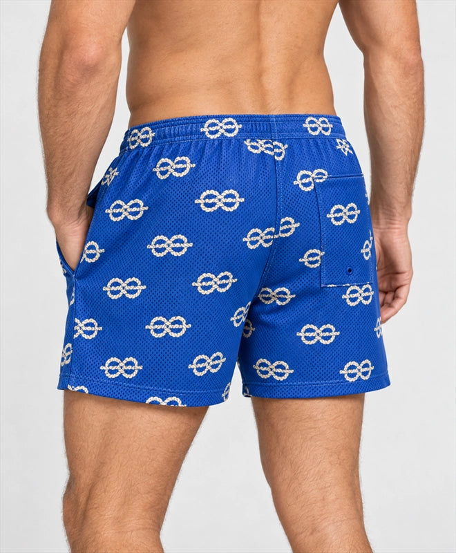 YELSOO men's Capri Knots Mesh Shorts — back close-up