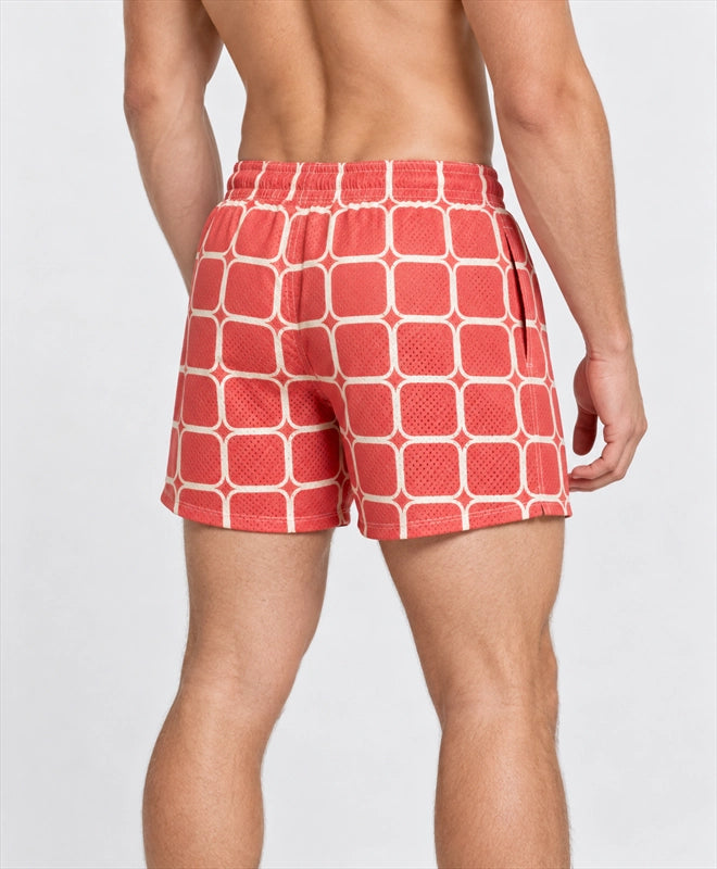 YELSOO men's Coral Lattice Mesh Shorts — back close-up