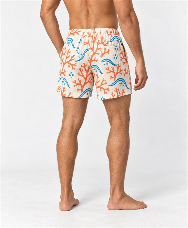 YELSOO men's Coral Reef Lines Mesh Shorts — back close-up