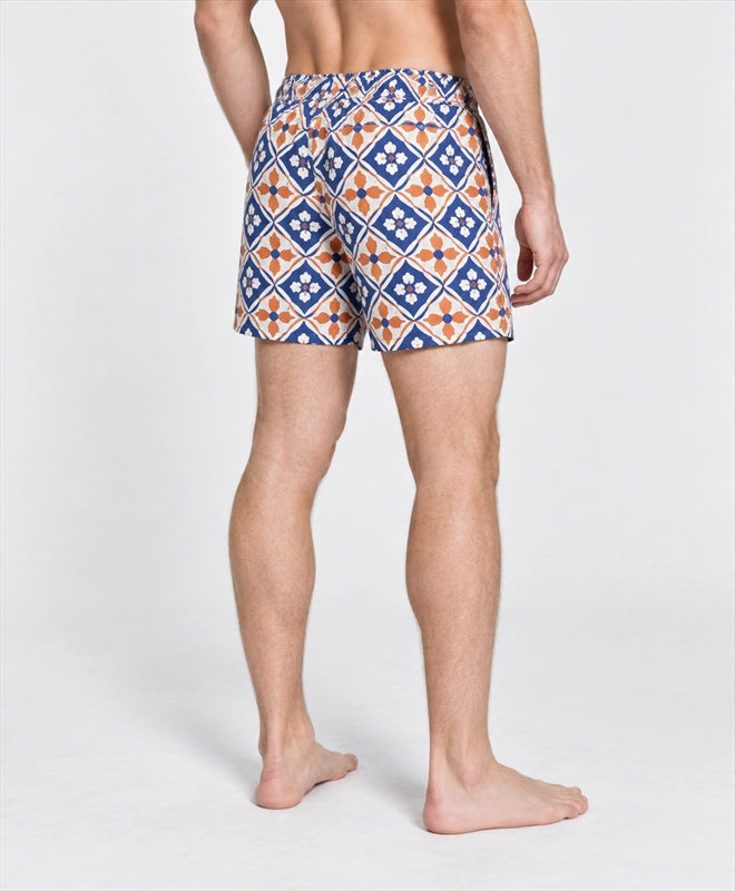 YELSOO men's Mediterranean Mosaic Mesh Shorts — back close-up