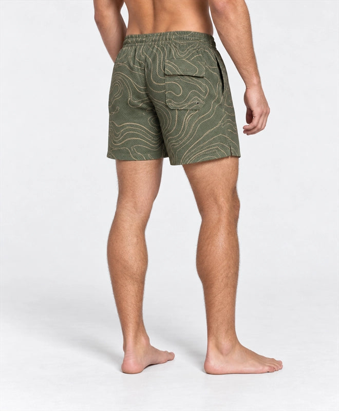 YELSOO men's Olive Sand Ridges Mesh Shorts — back close-up
