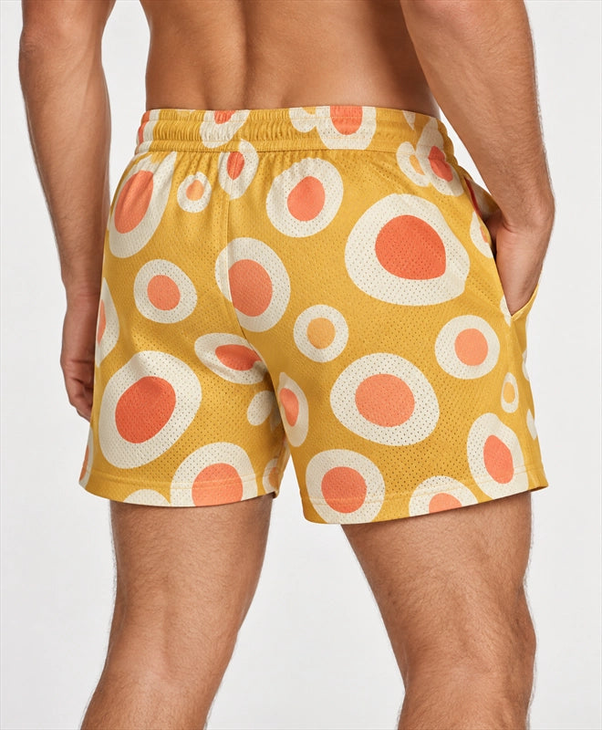 YELSOO men's Sunlit Pebbles Mesh Shorts — back close-up