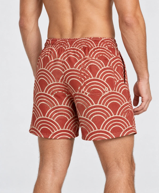 YELSOO men's Terracotta Tide Arches Mesh Shorts — back close-up