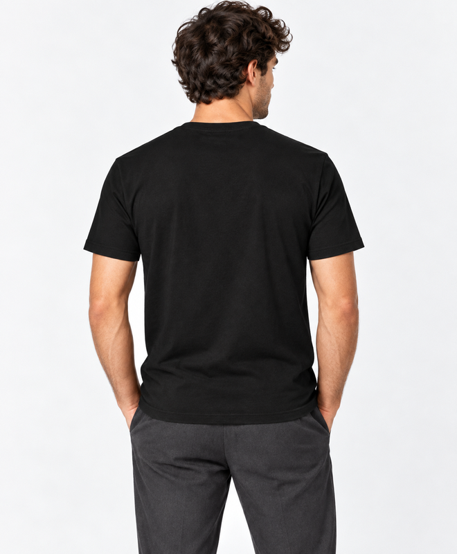 Bloom Beyond Limits Graphic Tee — men's model, back view