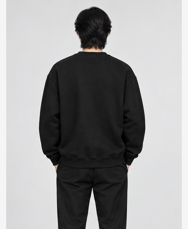 Ice Still Sings Crewneck Sweatshirt — men's model, back view