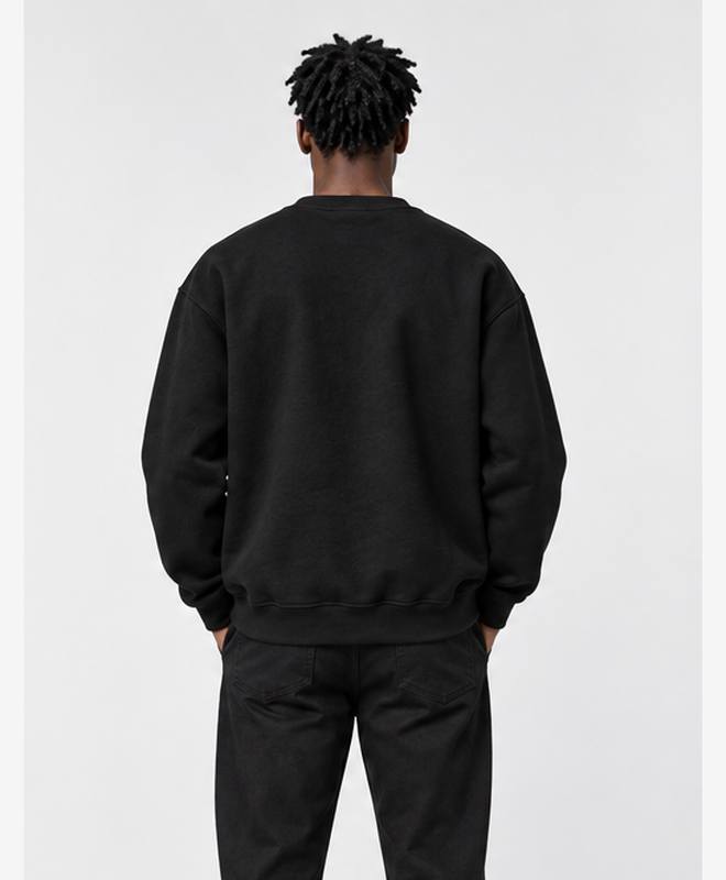 Night Gardens Glow Crewneck Sweatshirt — men's model, back view