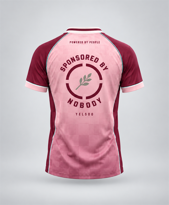 YELSOO Unisex Sponsored By Nobody Jersey in pink burgundy — back view