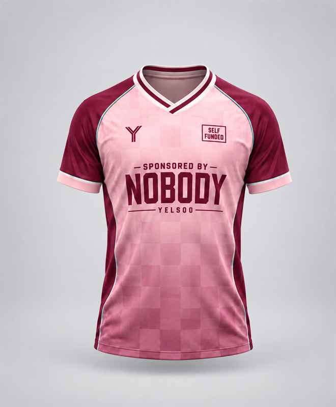 YELSOO Unisex Sponsored By Nobody Jersey in pink burgundy — main view