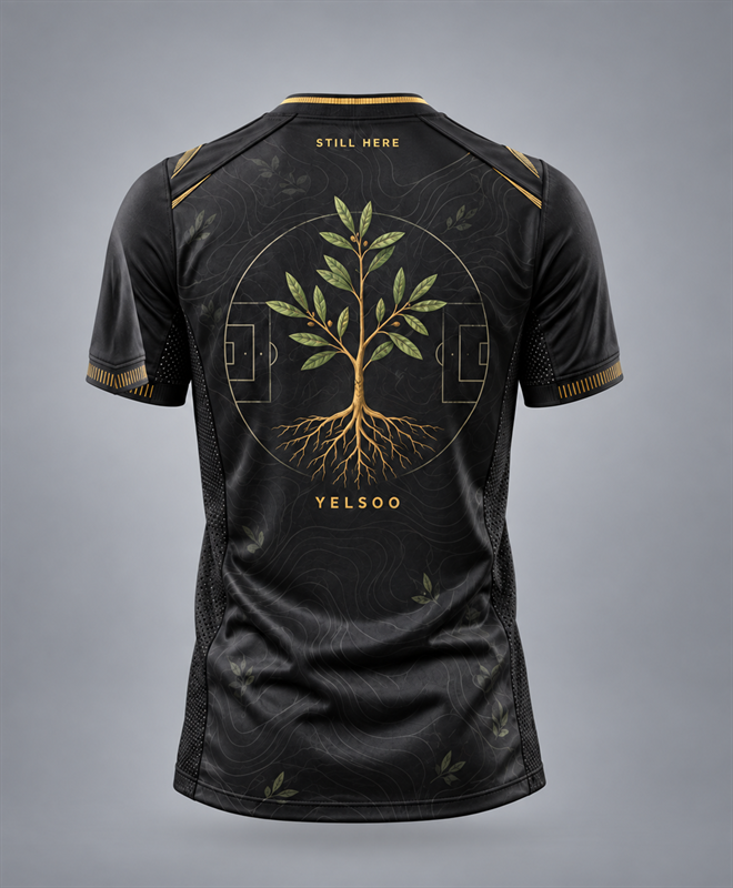 YELSOO Unisex Still Here Jersey in black gold — back view
