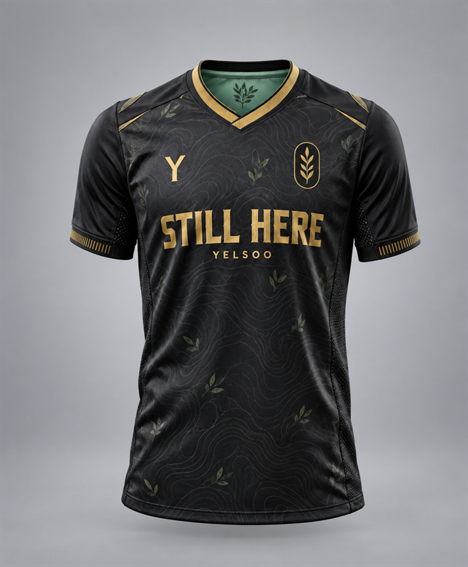 YELSOO Unisex Still Here Jersey in black gold — main view