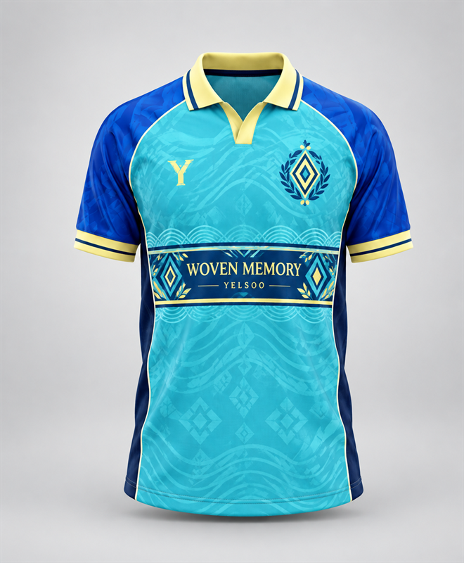 YELSOO Unisex Woven Memory Jersey in turquoise blue yellow — main view